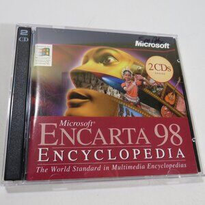 Microsoft Encarta 98 Encyclopedia Computer Game OUT OF DATE SOFTWARE (2 CDs)